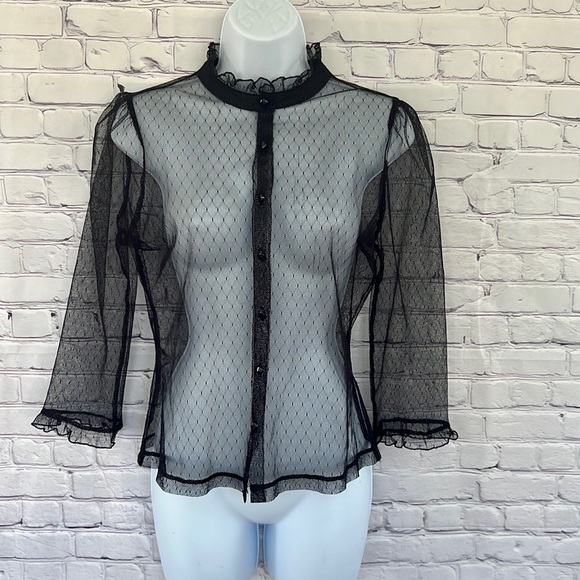 80’90’s sheer Swiss dotted blouse size medium The limited - Picture 1 of 6